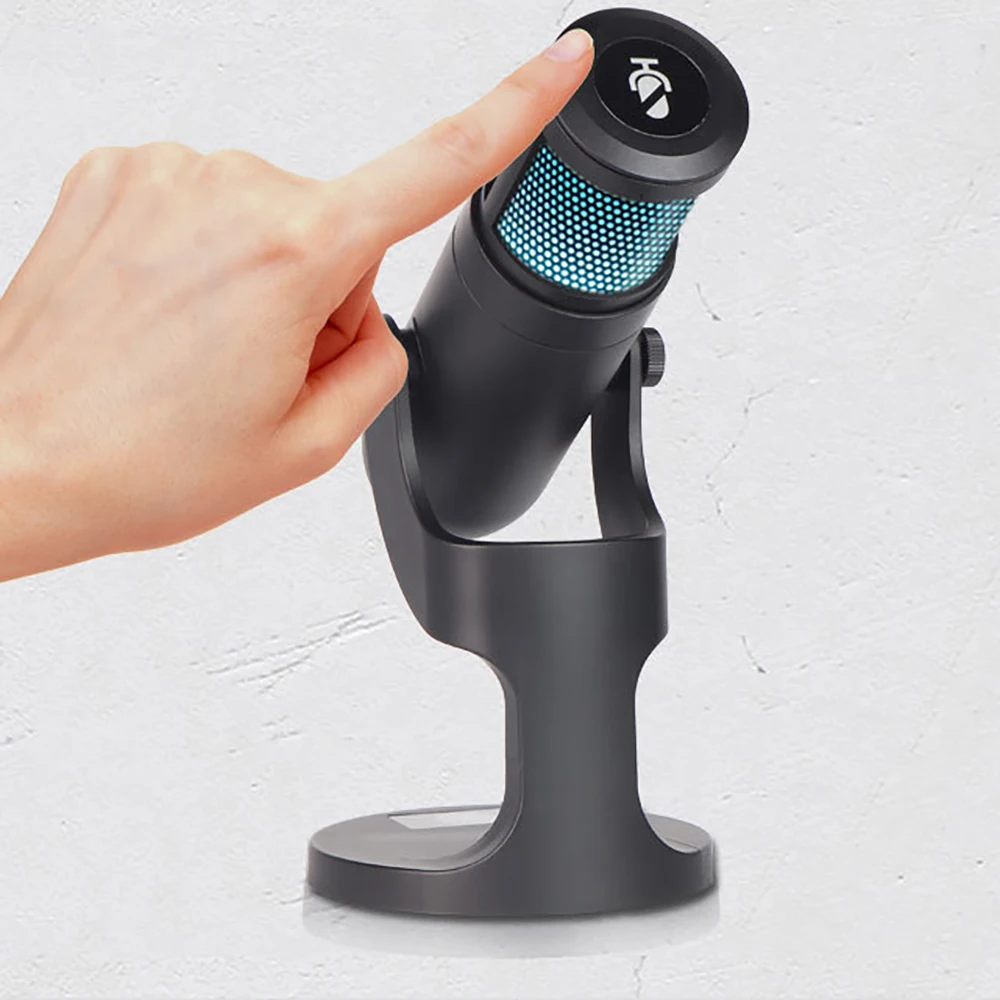 

RGB color ambient light condenser microphone USB computer live K song recording