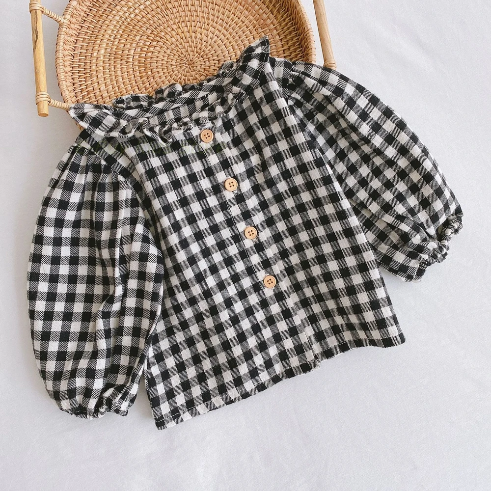 Toddler Plaid Floral Blouse+rompers 2pcs Jumpsuits Tops Suspenders Rampers for Baby Girls Newborn Outfit Sets Clothing Suits baby clothes mini set