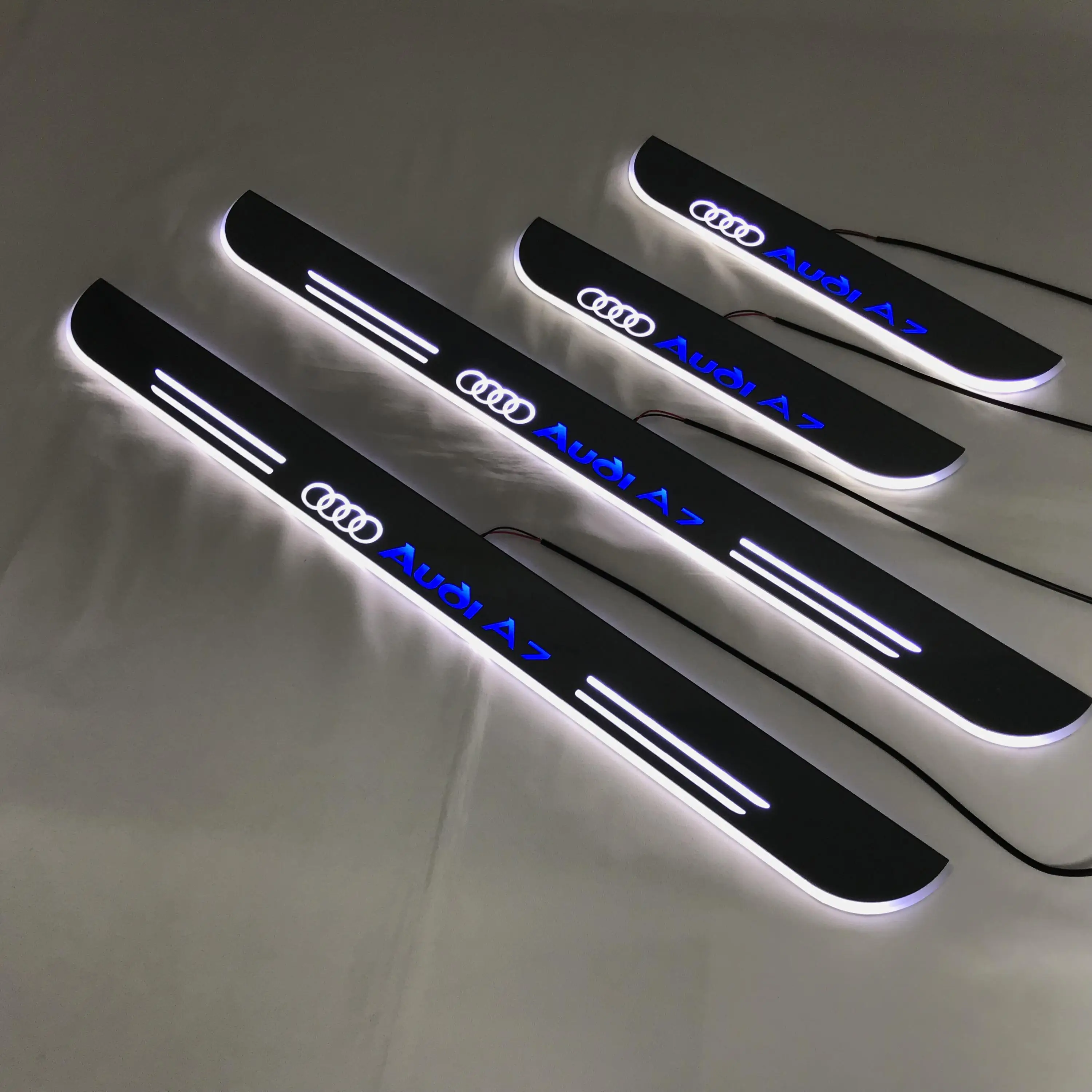 

Acrylic door sill plate strip with led decorative welcome light moving door scuff for Audi A7