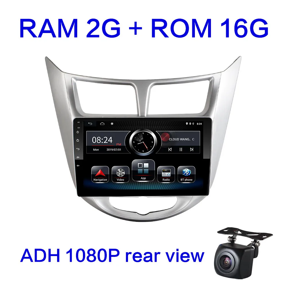 A-CAM Android 9,0 для hyundai Solaris 2010 2011 2012 2013 автомобильный Радио gps навигация видео мультимедийный плеер 2G ram - Цвет: A-CAM