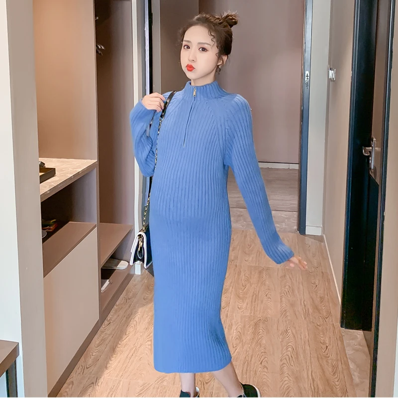 

5197# Winter Korean Fashion Maternity Sweaters Dress Elegant Bodycon Slim Warm Pullovers Clothes for Pregnant Women Pregnancy