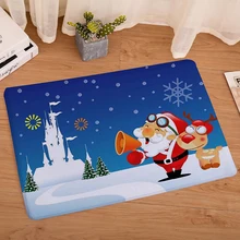 1Pcs Christmas Flannel Printed Floor Mats Door Mats Living Room Home Bathroom Non-slip Absorbent Carpet Home Textile Supplies