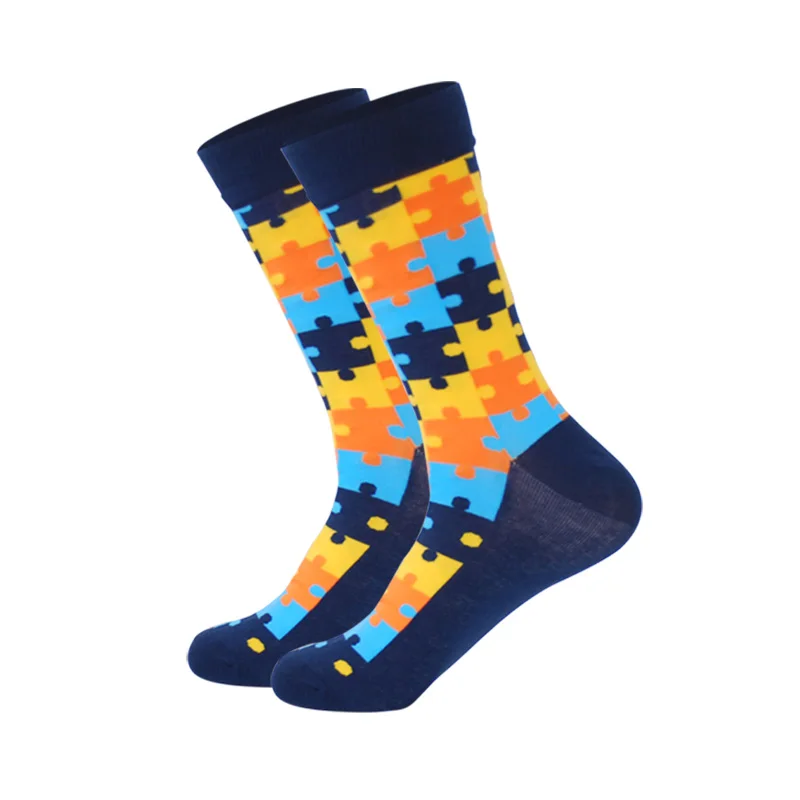 Мужские счастливые носки, 44 цвета, в полоску, с рисунком животных, фруктов, в стиле хип-хоп, уличная одежда, Арт, Meias, длинные зимние носки - Цвет: 34