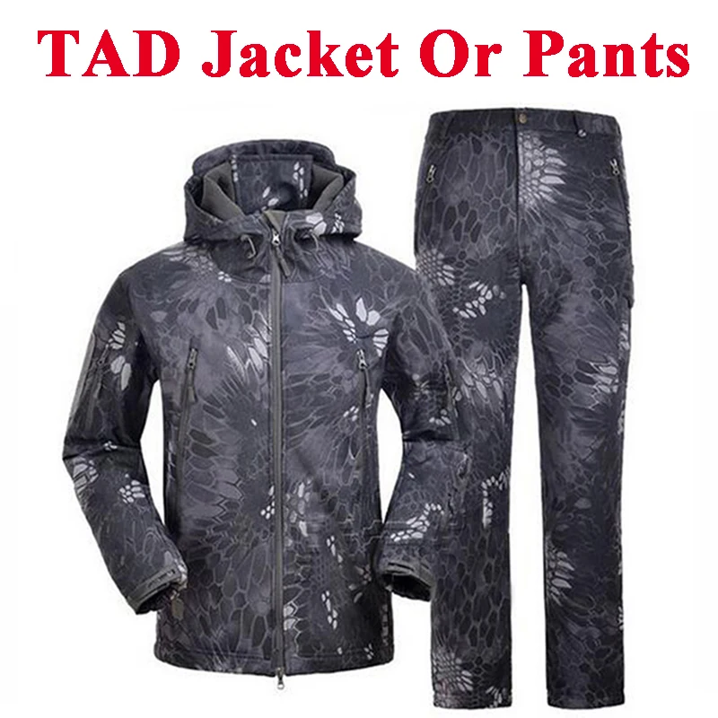 TAD тактическая Водонепроницаемая камуфляжная куртка или брюки софтшелл для