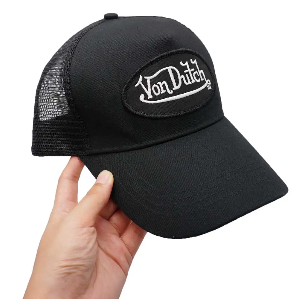 Logo Embroidery Patch Vintage Mesh Solid Foam Trucker Cap by Von Dutch