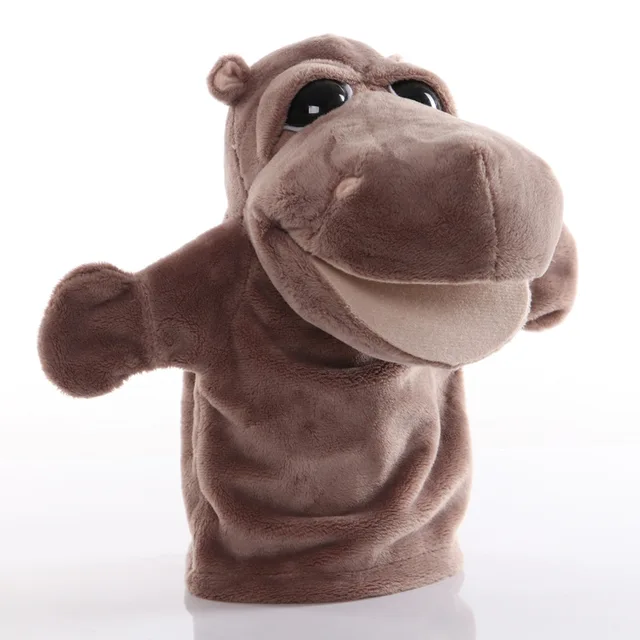 25cm Animal Hand Puppet  Educational   Puppets Pretend Telling Story Doll Toy for Children Kid fidget toys Grey Hippo