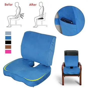 

2 In 1 Bamboo Fiber Memory Foam Seat Cushion Back Cushion Slow Rebound Waist Support Set for Home Office Health Care Chair Pad