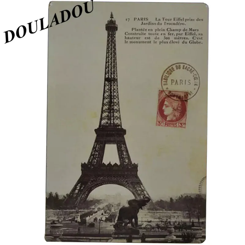 [Douladou] Big Ben Arc de Triomphe строительные работы жестяная вывеска магазин Паб Клуб Бар Отель украшения стены Винтаж Бар Decor20x30CM