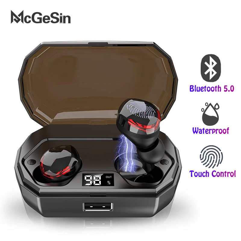 

McGeSin R10 Bluetooth Wireless Earphone Digital Power Display Headset Touch Control Sport In Ear Wireless Headphone With Mic