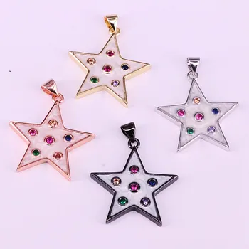 

10Pcs, Metal with zircon enamel star pendant charms cz pendant jewelry Mix Color NEW fashion accessories