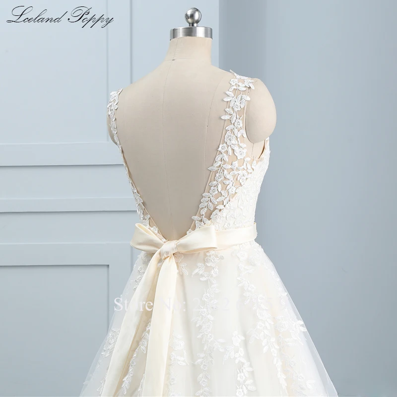 Vestido de Noiva женские трапециевидные Свадебные платья с v-образным вырезом 2019 без рукавов с кружевным орнаментом длиной до пола свадебное