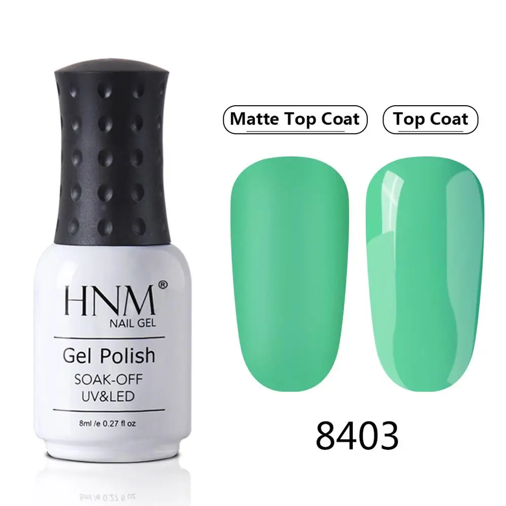 HNM Green Yellow Matte Effect Gel Nail Polish Need Matt Top Coat Base Semi Permanent UV LED Lamp Hybrid Varnishes Lacquer Gellak - Color: 8403