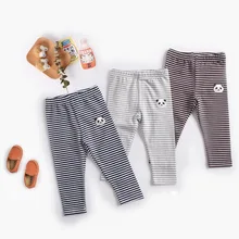 Детские леггинсы полосатые узкие штаны для маленьких детей на осень и зиму в Корейском стиле, весенняя одежда унисекс из чистого хлопка