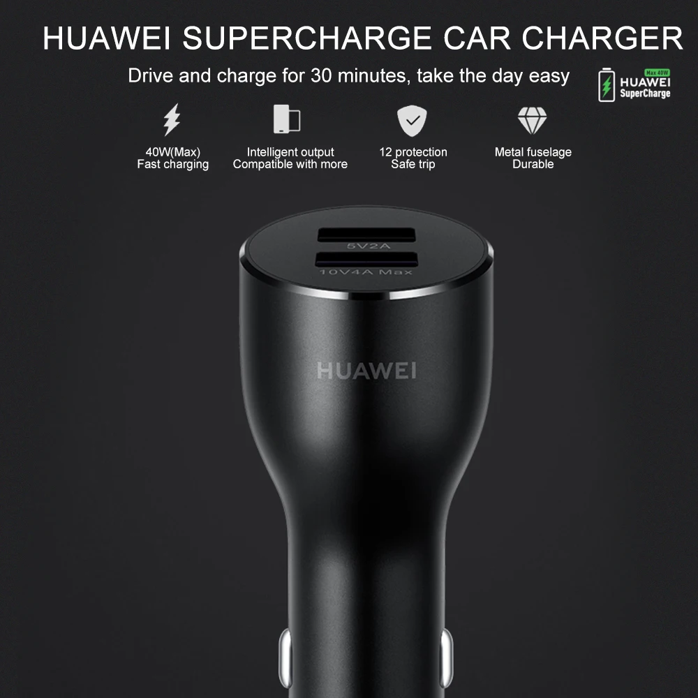 Автомобильное зарядное устройство HUAWEI SuperCharge Max 40 Вт супер зарядное устройство адаптер двойной USB 5A type-C кабель для HUAWEI Mate30 Mate20 PRO Mate20 RS