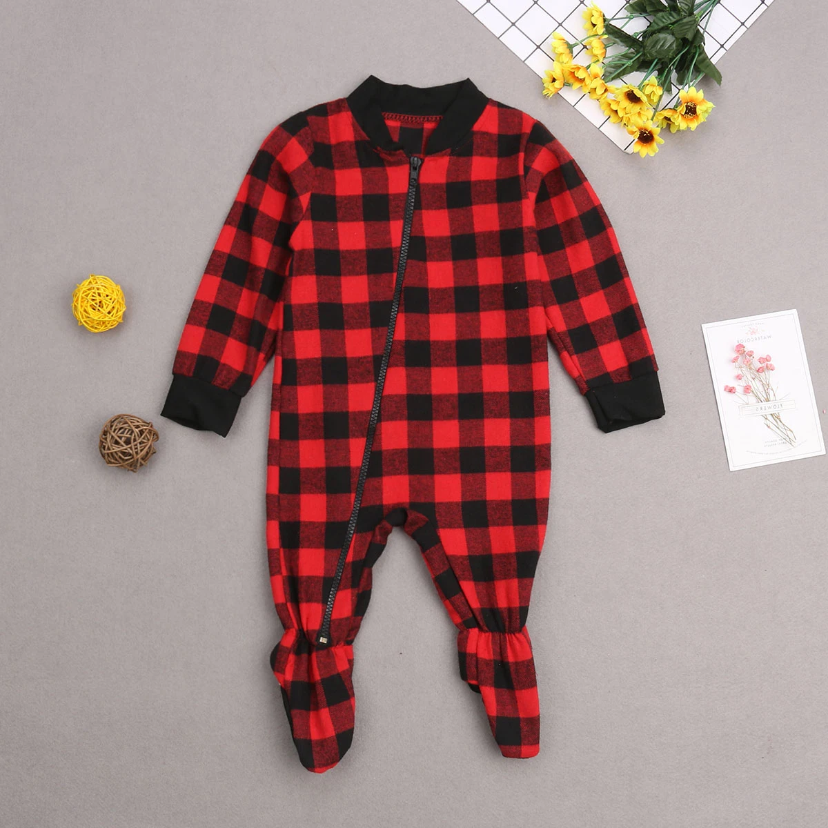 New Autumn Winter Family Matching Christmas Pajamas Set Outfits Dad Mom Kids Babies Casual Plaid Sleepwear Nightwear Homewear 5