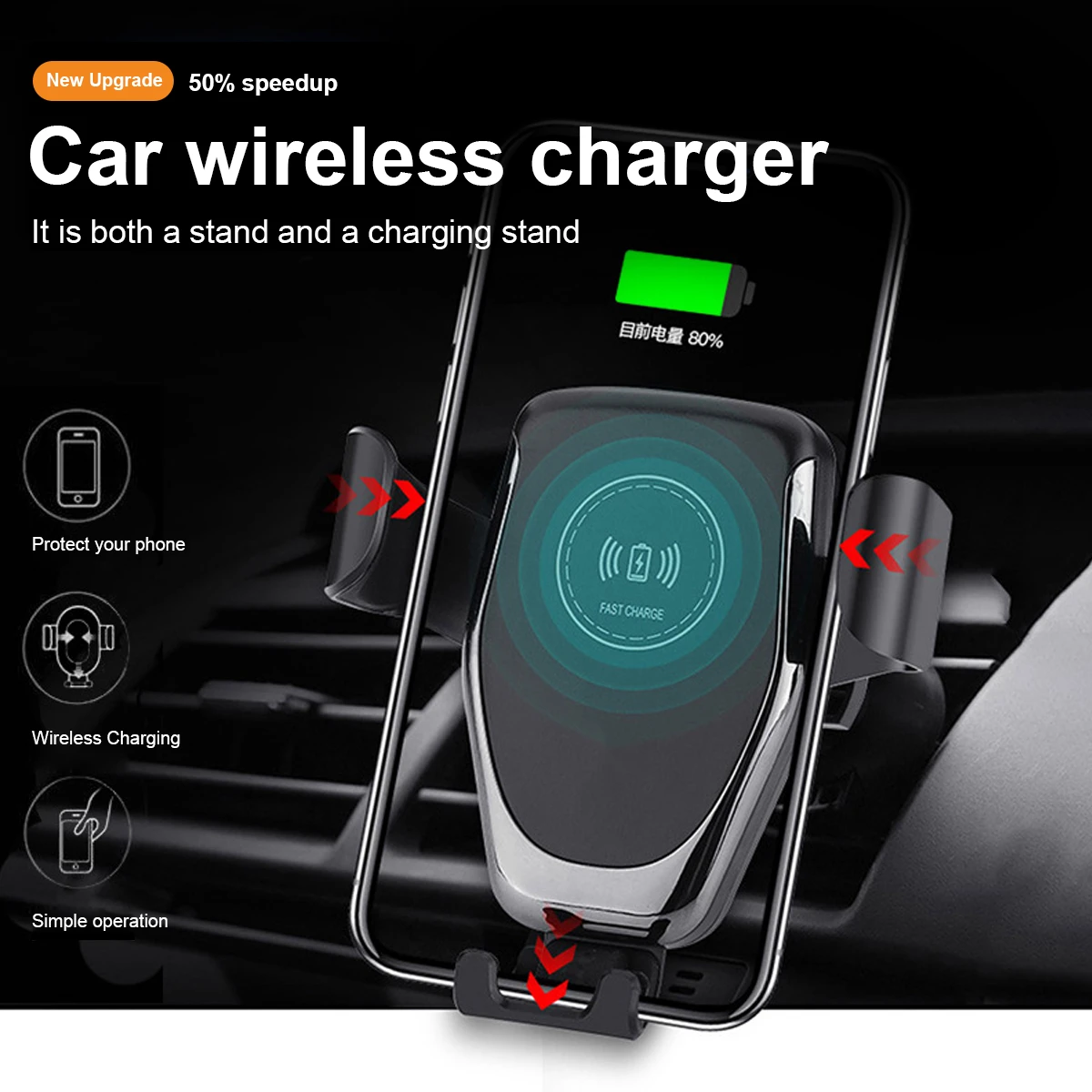 iphone charging stand Gravity Induction Car Qi Wireless Charger For iPhone XS 12 Max XR 8 Fast Charging Air Vent Phone Holder For Samsung Note S9 S8 mobile wall stand