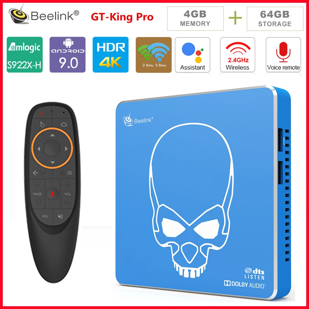 Beelink GT KING PRO S922X H Quad core Andriod 9.0 smart top box 4G+64G ROM 2.4G/5.8G WIFI USB 3.0 Blutooth4.1 HDMI tv box player|Set-top Boxes| - AliExpress