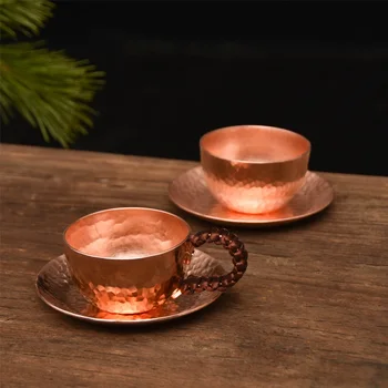 

Metal Cup Creative Handcrafted Pure Copper Mugs European Luxury Turkish Tea Cups Set with Tray Reusable Cup for Coffee and Tea