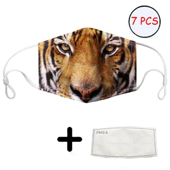 

THIKIN 3D Tiger Pattern Anti Dust Pollution PM2.5 Mask Adult/Kids Thicken Breathable Protection Mouth Mask with 7 Filters PM2.5