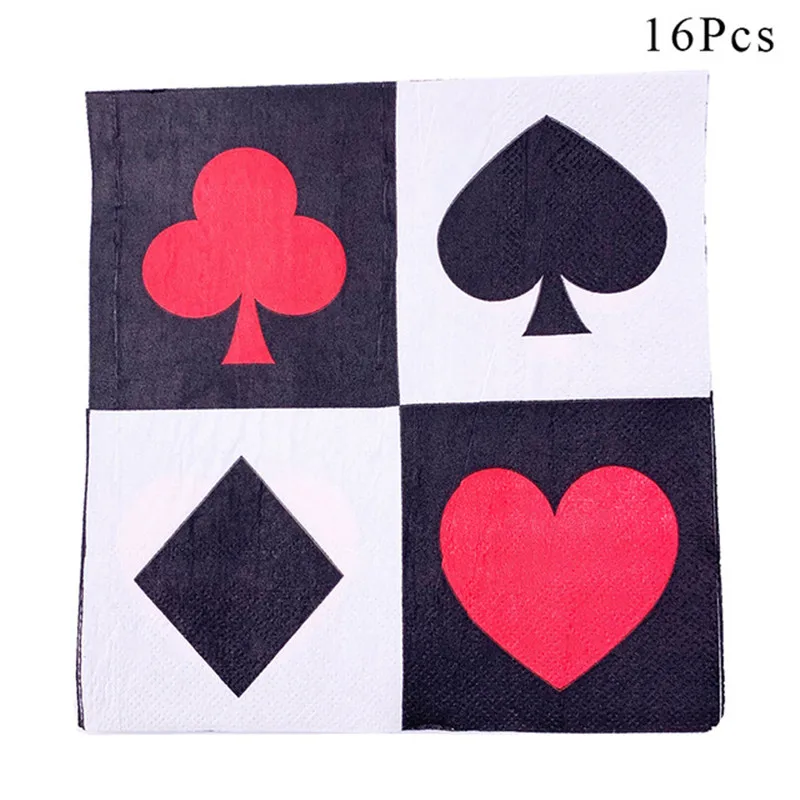 Casino Theme Decoration Balloon Disposable Tableware Poker Happy Birthday Party Pull Flag Pull Flower Card Party Supply AS08 (17)