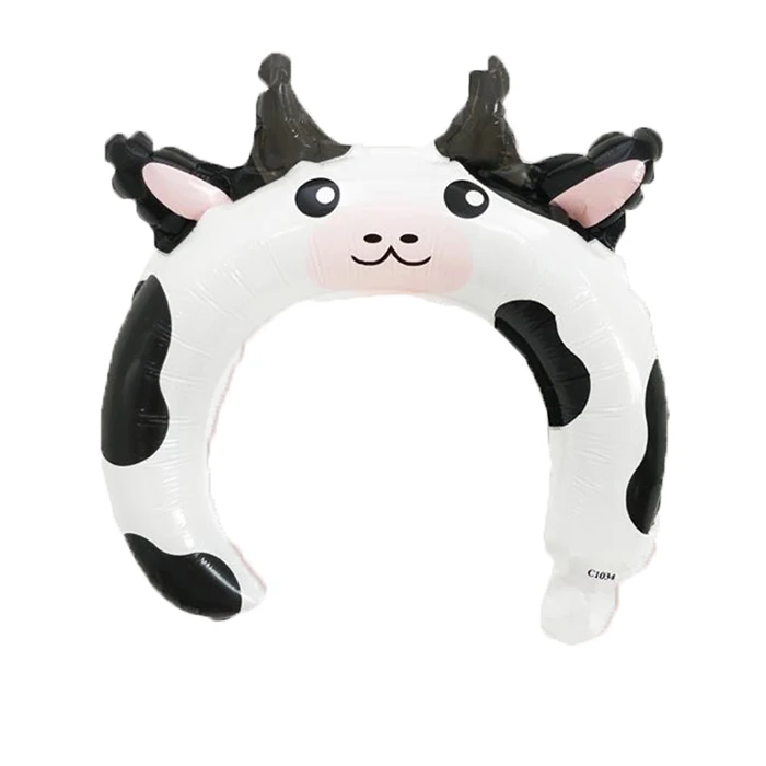 Cow 10pcs 10 шт./лот милый Микки повязка на голову "Минни" фольгированный шар кролик медведь животные воздушные шары Детские игрушки День рождения украшения - Цвет: Cow 10pcs