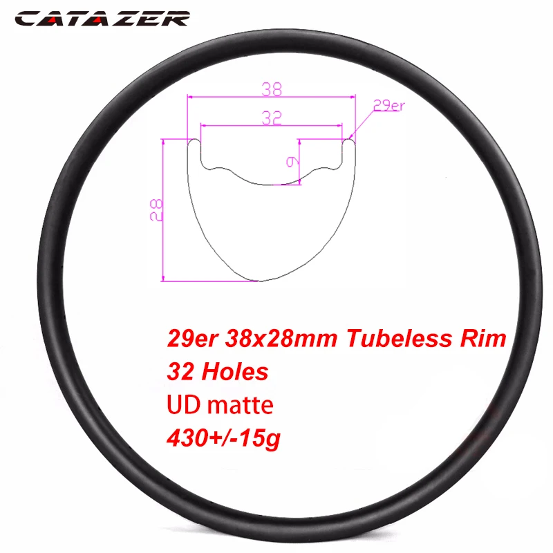 29er углеродный обод MTB горный велосипед из углеродного 700C дорожный велосипед трубчатый довод бескамерные обода 30/35/45/55 мм для дисковыми тормозами - Цвет: 29er 38mm MTB 32H