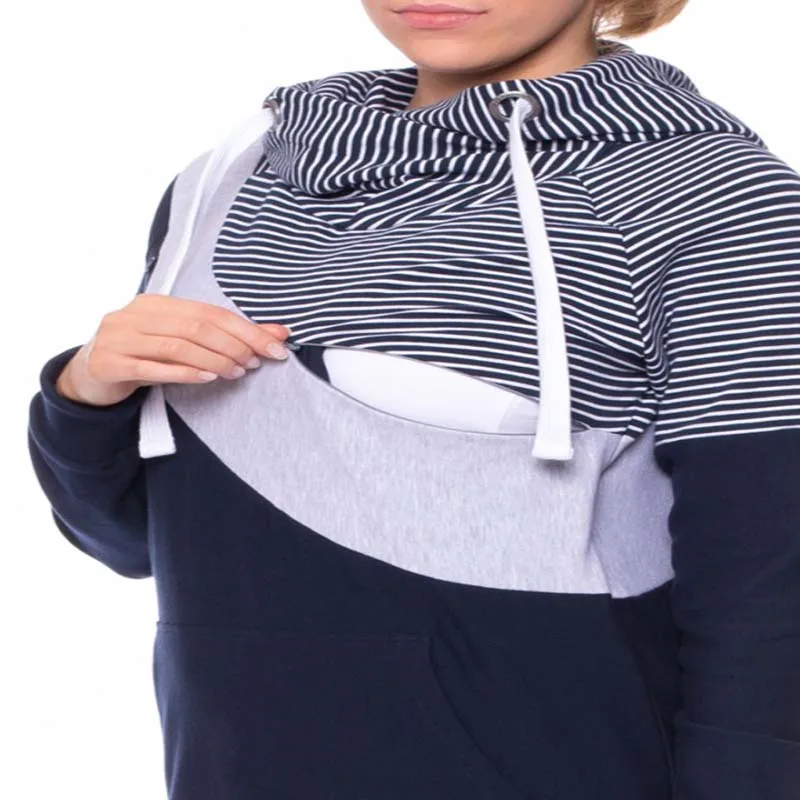 Одежда для беременных; толстовка с капюшоном для беременных; куртка в полоску; цветная одежда для кормящих мам; свитер