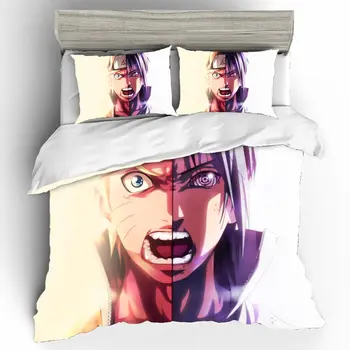 

Naruto Bed Sets Bedding Pillowcases Printing Home Textile Anime Couple Queen King Size High Quality Cartoon 3D Printing Bed Line