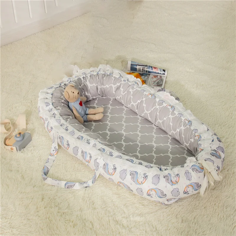 

Baby Nest Bed Portable Washable Crib Travel Bed Infant Toddler Cotton Cradle For Newborn Baby Bassinet Bumper