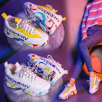 

Winter Women Running Shoes Sport Shoes Cotton warm Women Outdoor Soft Platform Sneakers Sport Shoes Footwear Rainbow sole