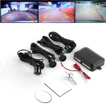 

Black Car Reversing Parking Sensor 4 Probe Lcd Display Audio Buzzer Alarm Kit