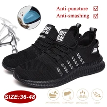 Chaussures de sécurité pour hommes, baskets de travail antidérapantes, Anti perforation, légères, respirantes, bottes de sécurité à bout en acier, grande taille EUR 36 48