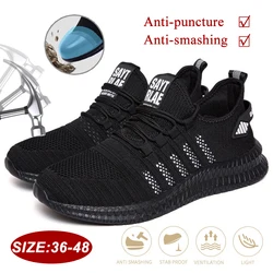 Chaussures de sécurité pour hommes, baskets de travail antidérapantes, Anti perforation, légères, respirantes, bottes de sécurité à bout en acier, grande taille EUR 36 48 