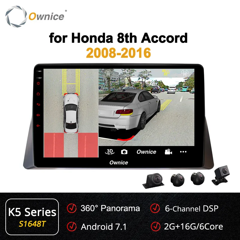 10," Ownice k3 k5 k6 Android 9,0 8 ядерный автомобильный dvd-плеер gps навигация видео для Honda 8th Accord 2008- DSP 4G LTE SPDIF - Цвет: S1648 K5
