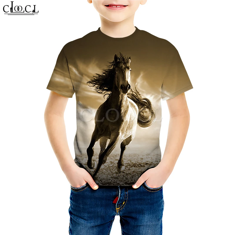 Child Baby Girl Clothes Oil Painting Horse Hand Drawn T Shirt 3D Print Cartoon Daughter Sweatshirt Baby Boy Toddler Casual Tops