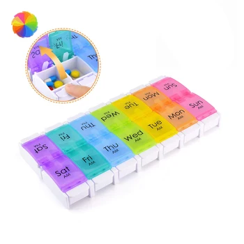 

Warehouse Rainbow Medicine Pill Suitable for Pills Seven-day Portable Storage Box Work Drug Management Container