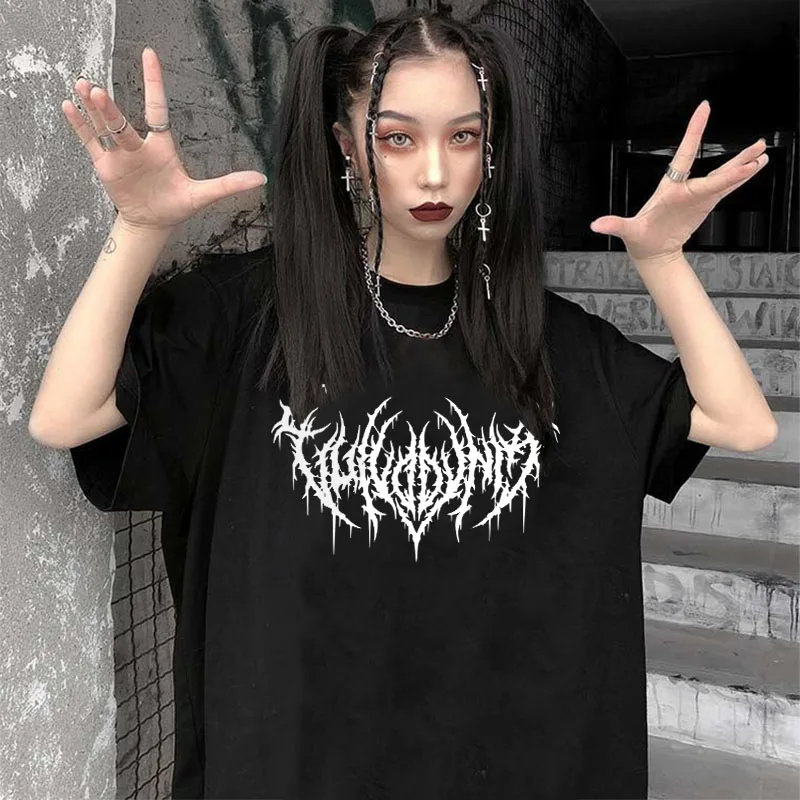 Повседневные футболки в Корейском стиле с буквенным принтом K-POP панк Ulzzang