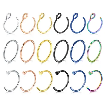 

Fake Nose Ring, 20G Faux Piercing Jewelry 8mm Fake Nose Ring Hoop for Faux Lip Septum Nose Ring Set