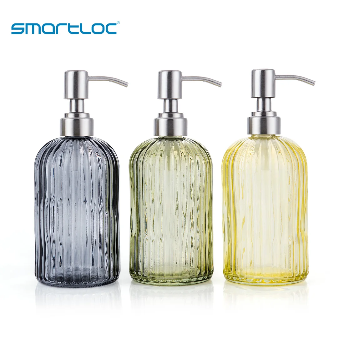 Smartloc 600ml Glass Hand liquid Soap Dispenser Pump Shampoo Bottle Shower Gel Storage Box Kitchen Sink Bathroom Accessories Set