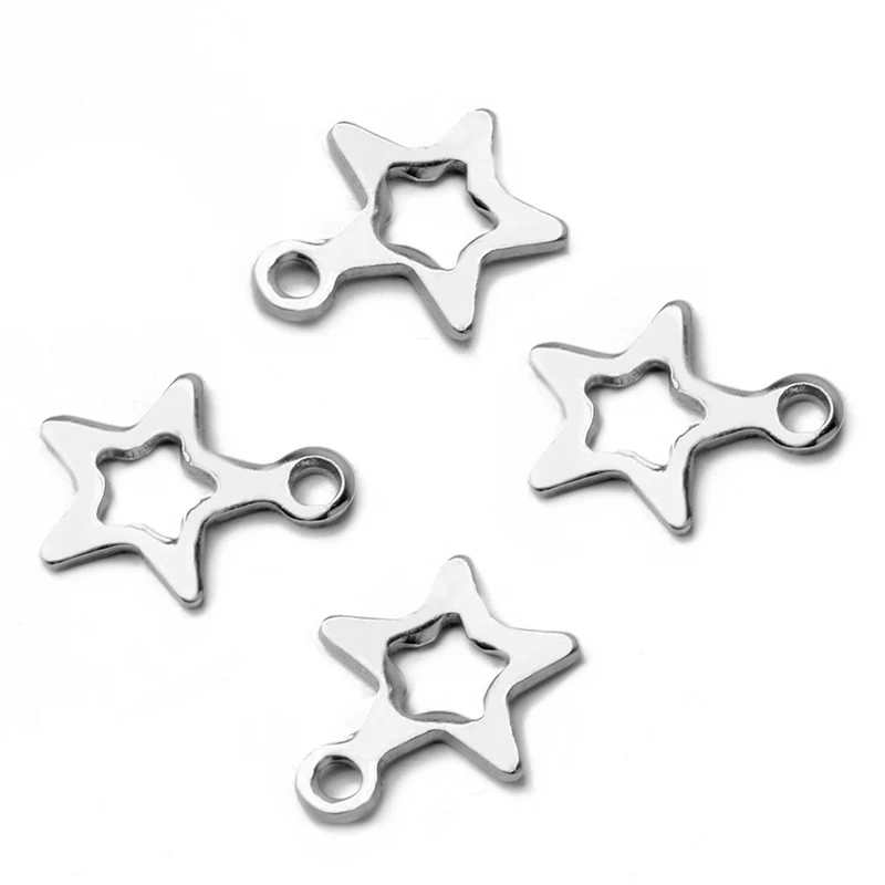 Stainless Steel 50 шт/партия лучшие продажи из нержавеющей стали звезды Маленькая подвеска для изготовления ожерелья мужские и женские аксессуары оптом - Цвет: Stainless Steel