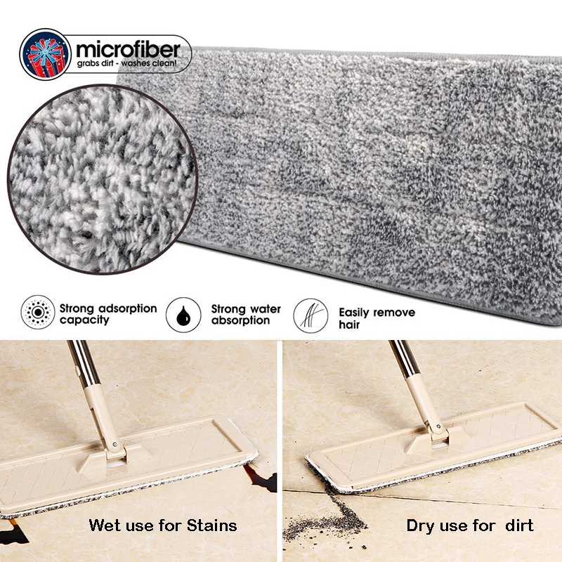 Фото New Floor Mop With Drainer Washing Bucket Household Easy Cleaning Tools For Home Use Product Accessories Microfiber Cloth Tile №3