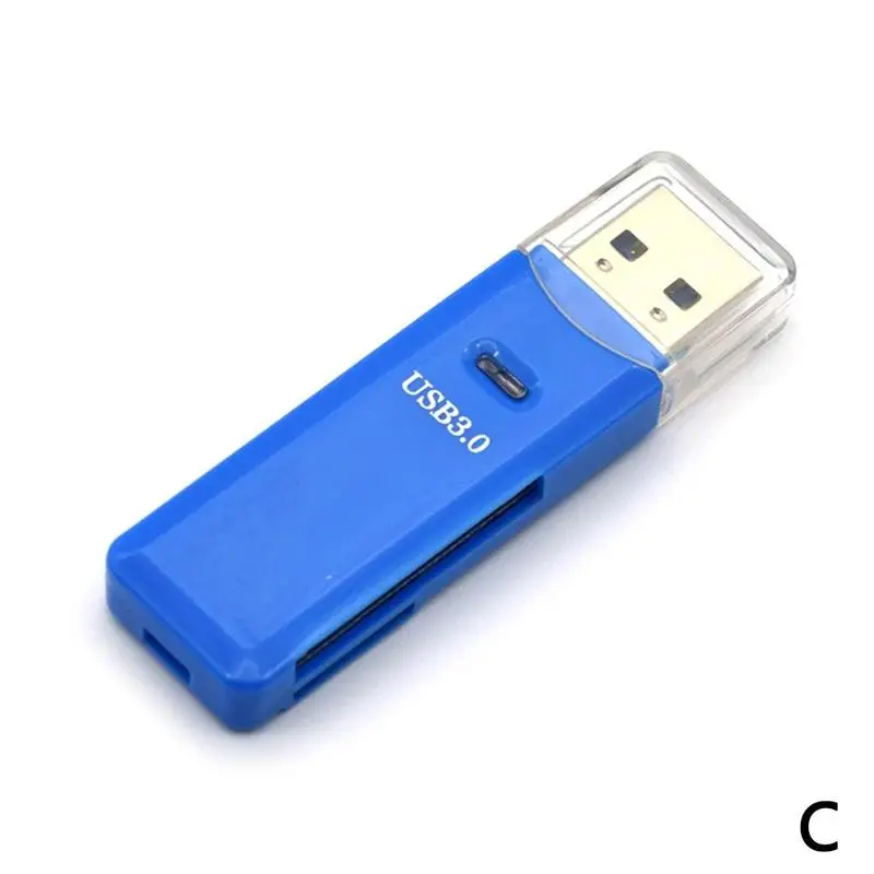 2 в 1 USB3.0 кардридер SD/TF смарт-карта памяти USB адаптер мини кардридер для компьютера ноутбука - Цвет: Синий
