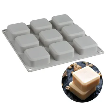 

DIY 9 Grid Silicone Soap Mold for Handmade Soap Making Forms 3D Mould Oval Round Square Soaps Molds Fun Gifts JU24