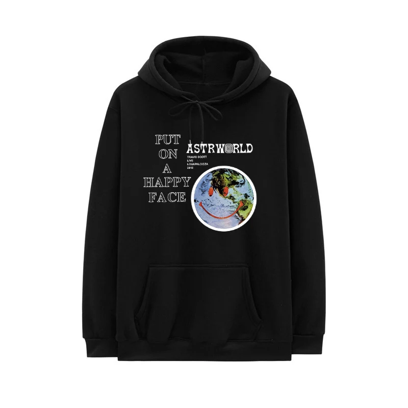 Повседневное Толстовка человек принтом Трэвиса Скотта Lollapalooza ASTROWORLD Smiley World