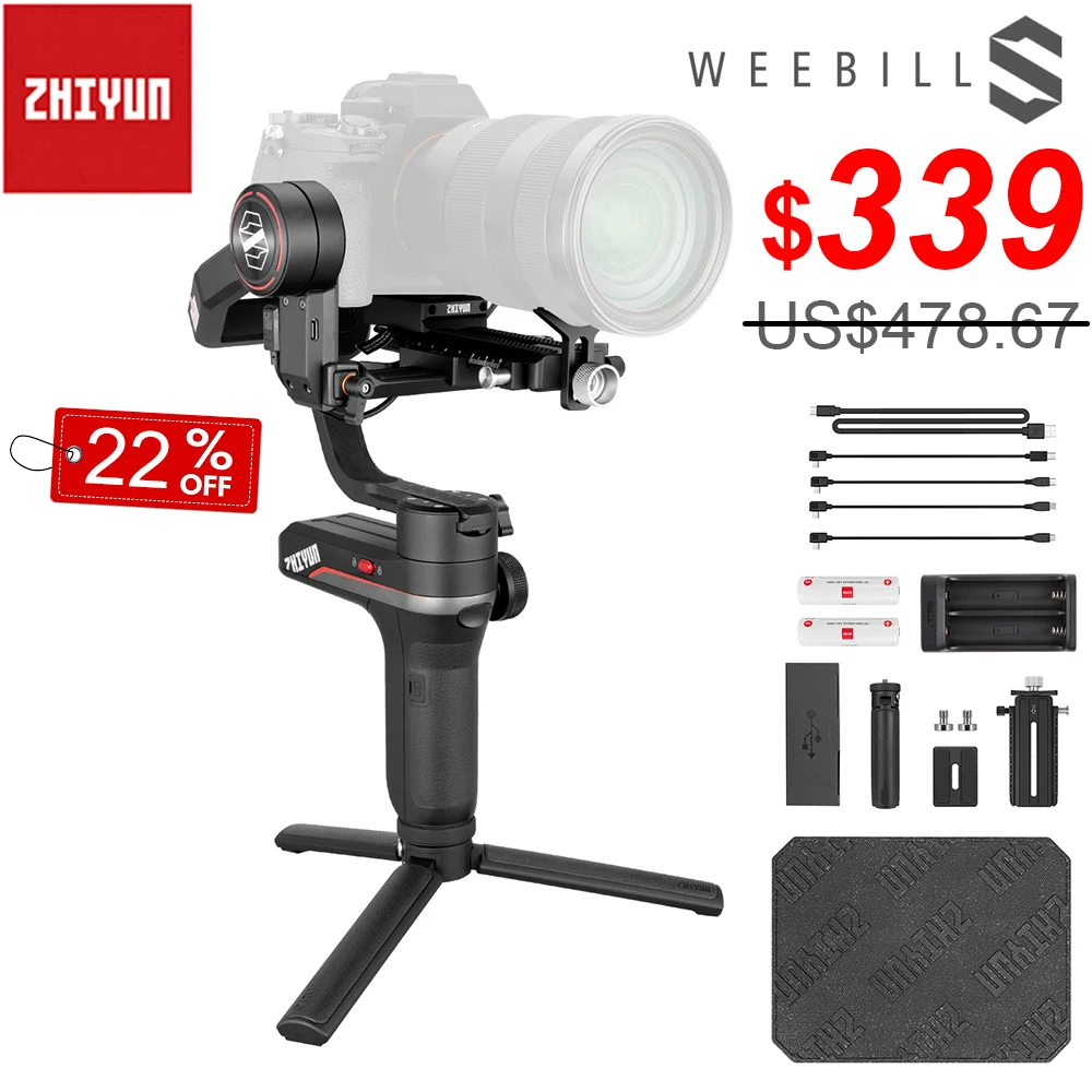Zhiyun Weebill S Портативный 3 осевой ручной шарнирный стабилизатор для камеры GoPro OLED