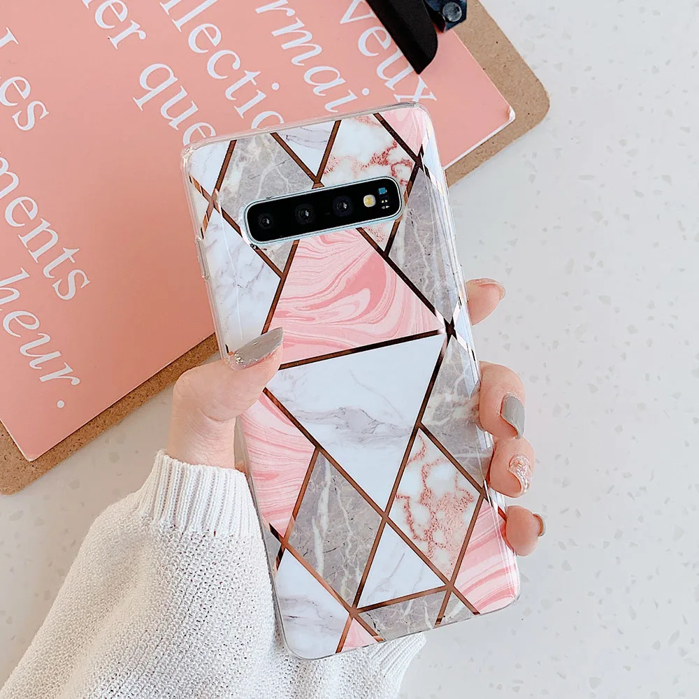 

Geometric Marble Phone Case For Samsung Galaxy S8 S9 S10 Plus A50 A40 A70 S10E Note 10 Pro A50s A30s Shell Silicone Back Cover