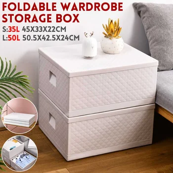 

S/L Foldable Large Storage Box Cube Stackable Wardrobe Organiser Holder Home Storage Box Quilt Storage Container Bag