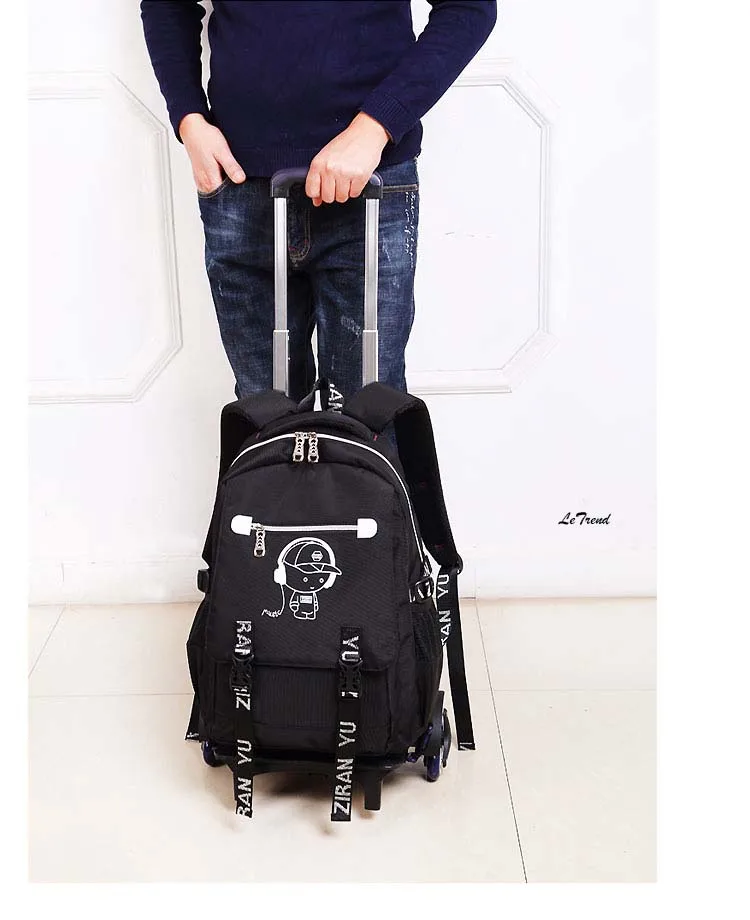 LeTrend многофункциональные школьные сумки на плечо, дорожные сумки на колесах, Съемный Детский милый мультяшный рюкзак