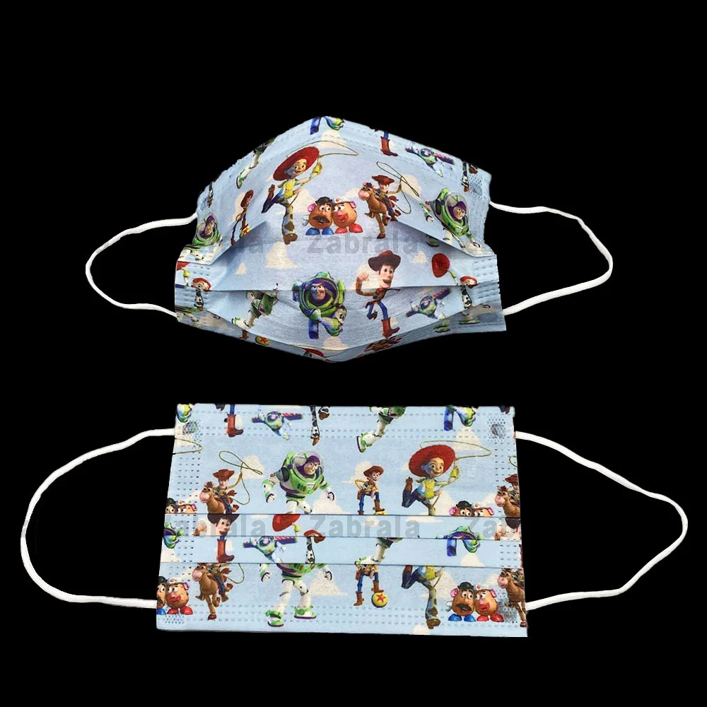 

20/40/50/80/100Pcs Disney Disposable Child Mouth Masks Cartoon Kawaii Toy Story Anime Face Masks Kids 3-Layer Protective Mascara