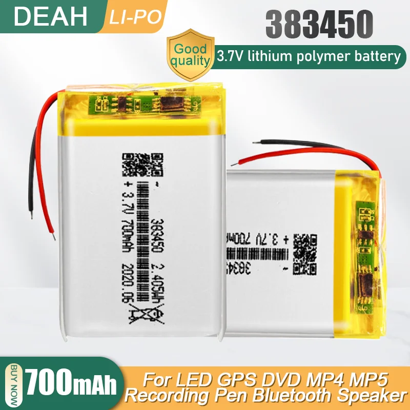 383450 403450 3.7V 700mAh Lithium Polymer Rechargeable Battery For MP3 MP4 GPS Toy Recording Pen Power Bank Bluetooth Headset |